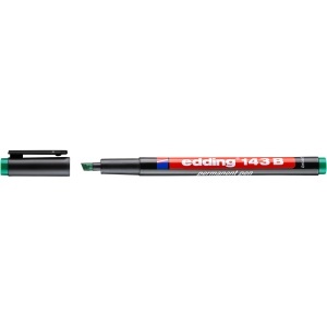Marker permanent edding 143 B, corp din plastic, varf tesit, 1-3 mm, verde
