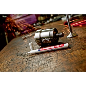 Marker permanent Edding 751 cu vopsea, corp metalic, varf rotund, 1-2 mm, albastru - Img 2