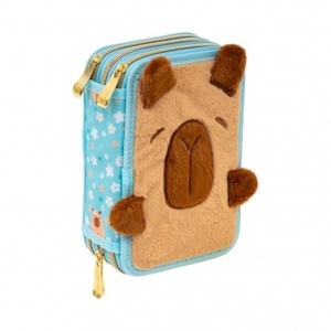 Penar triplu Astra Fluffy Capy AC31, 3 compartimente, echipat, 20.5 x 13 x 6 cm