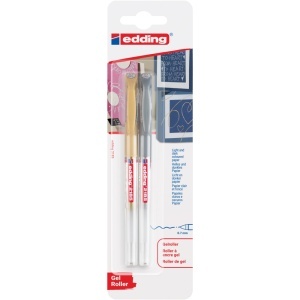 Roller Edding 2185 cu gel, varf 0.7mm auriu/argintiu, blister