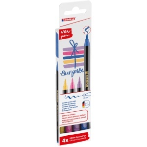 Set markere Edding 1340 Glitter, varf tip pensula, 1-6 mm, 4 culori