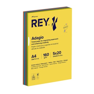 Carton color REY Adagio, A4, 160g, mix, 5x20 coli, culori intense