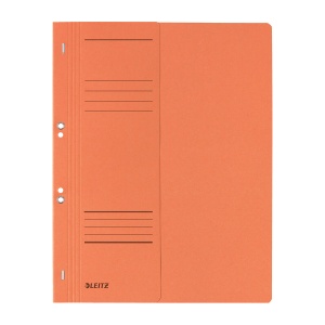 Dosar cu sina Leitz 1/2, carton, 100% reciclat, certificare Blue Angel, A4, cu capse, 170 coli, orange