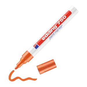 Marker cu vopsea Edding 750, corp metalic, varf 2-4 mm, portocaliu - Img 3