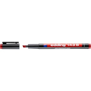 Marker permanent edding 143 B, corp plastic, varf tesit, 1-3 mm, rosu