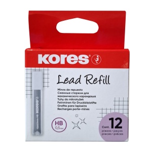 Mine Kores pentru creion mecanic, lungime 60 mm, HB, 0.5 mm 12 bucati/cutie