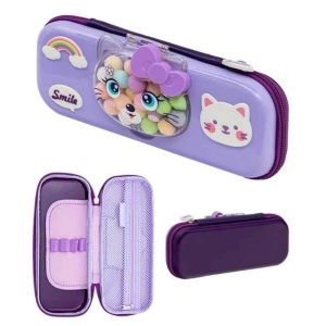 Penar 3D Astra, 1 compartiment, spuma EVA, 23.3 x 9.5 x 4.5 cm, Kitty, lavanda