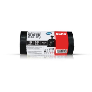 Saci menajeri Sano LDPE, negru, 35L, 50x70 cm, 15 bucati/rola