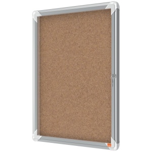 Avizier NOBO Premium Plus, interior, pluta, 4x A4, cu usa si cheie, natur - Img 3