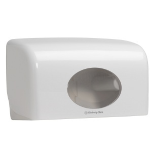 Dispenser Kimberly-Clark Aquarius Twin, pentru hartie igienica small jumbo, culoare alba - Img 3