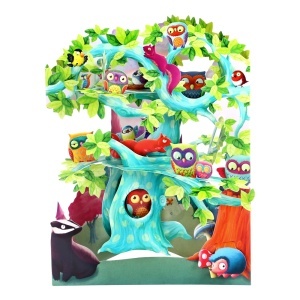 Felicitare 3D, Santoro, Swing, Design Pasari, Componente Mobile