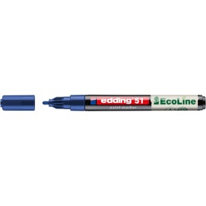 Marker cu vopsea edding Ecoline 51, corp din plastic reciclat, varf rotund, 1-2 mm, albastru