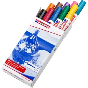 Marker edding 750 cu vopsea, corp metalic, varf rotund, 2-4 mm, set 10 culori: negru, rosu, albastru, verde, galben, portocaliu, maro, violet, roz, albastru deschis