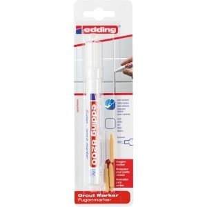 Marker Edding 8200, pentru rosturi, varf rotund 2-4 mm, alb, blister