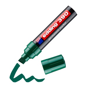 Marker permanent Edding 390, corp plastic, varf retezat 4-12 mm, verde - Img 3