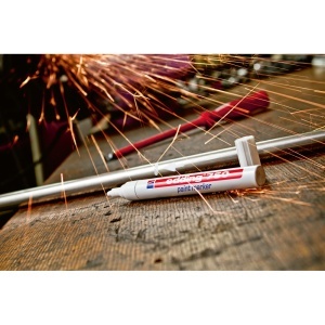 Marker permanent Edding 750 , cu vopsea, corp metalic, varf rotund, 2-2-4 mm, alb - Img 5