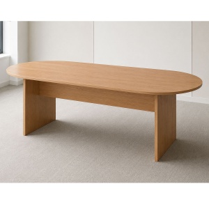 Masa ovala din PAL 220x80 cm, culoare stejar