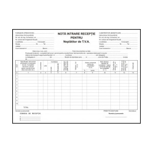 NIR, neplatitor TVA, carnet 100 file, 3 bucati/set