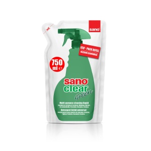 Rezerva detergent geamuri Sano Clear Green, 750 ml