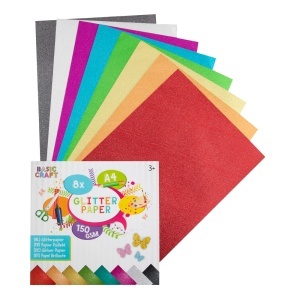 Set 8 coli carton glitter Creative Craft, 170g, diverse culori - Img 4