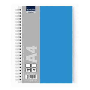 Caiet A4, cu spira, velin, 70g, FSC, coperta albastru