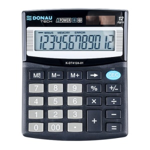 Calculator de birou Donau Tech, 122 x 100 x 32 mm, 12 digiti, negru - Img 1