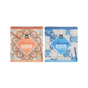 Carte de colorat mandala Creative Craft, 21x20 cm, 24 file, albastra, cu spirala, hartie 120 g/mp, 48 motive diferite