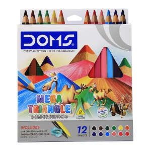 Creioane colorate jumbo triunghiulare DOMS, 12 culori, ascutit