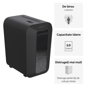 Distrugator documente Fellowes LX65, cross cut, 10 coli, negru - Img 3