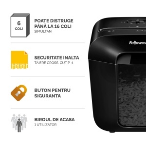 Distrugator documente Fellowes Powershred LX25, 6 coli, Cross-Cut - Img 2