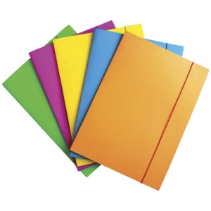 Dosar cu elastic Office Products, A4, carton lacuit, 300 gsm, 3 clapete, culori asortate