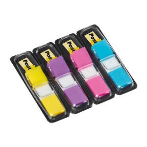 Index mini Post-it®, 11,9 mm x 43,2 mm, 4 culori asortate in dispenser, 24 file/culoare - Img 2