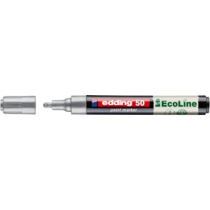 Marker cu vopsea pe baza de apa edding Ecoline 50, corp din plastic reciclat, varf rotund, 2-3 mm, argintiu
