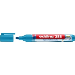 Marker flipchart edding Ecoline 385, corp din plastic reciclat, varf flexibil, 1-5 mm, albastru deschis