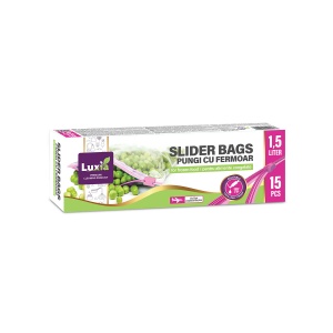 Pungi alimentare cu fermoar Luxia, 1.5L, 15 bucati/set