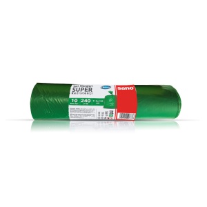 Saci menajeri LDPE, verzi, 240L, 115x130 cm, 31 microni, 10 saci/rola