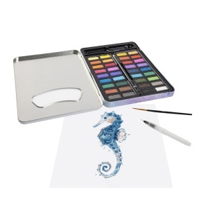 Set 36 culori Creative Craft, cutie metalica cu creion HB, pensula - Img 4
