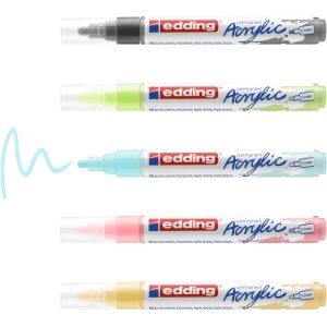 Set markere acrilice Edding 5100, varf 2-3 mm, culori pastel, 5 bucati/set - Img 5