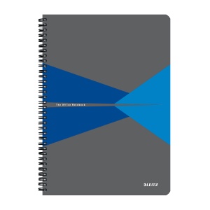 Caiet cu spira A4 Leitz Office, carton laminat FSC, 90f, matematica, albastru
