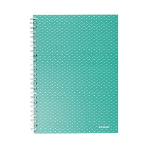 Caiet de birou Esselte Colour'Breeze, carton, reciclabil, certificare FSC, A5, 80 coli, cu spira, matematica, verde
