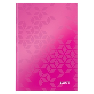 Caiet de birou Leitz WOW, carton laminat, coperta dura, A5, 80 coli, matematica, roz