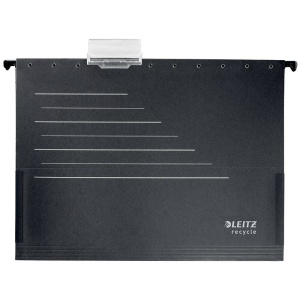 Dosar suspendabil Leitz Alpha Recycle, carton, 100% reciclat, certificare Blue Angel, reciclabil, A4, cu burduf, negru - Img 2