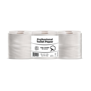 Hartie igienica Minijumbo Esentis, alba, 2 straturi, 392 portii, 120 m, 12 role/set