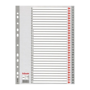 Index din plastic Esselte, A4, index 1-31