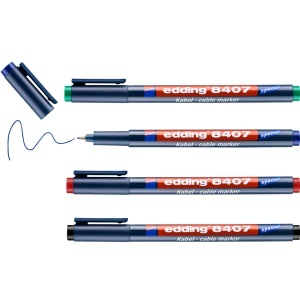 Marker Edding 8407 pentru cabluri vf 0.3mm 4 bucati/set, rezistent, marcare extrafina, cerneala permanenta - Img 2