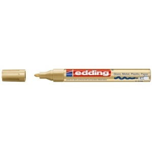 Marker permanent Edding 750, cu vopsea, corp metalic, varf rotund, 2-2-4 mm, auriu