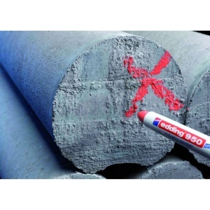 Marker permanent Edding 950 Industrial, corp plastic, varf rotund, 10mm, rosu - Img 2