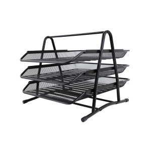 Set 3 tavite pentru documente, mesh, metal, negru