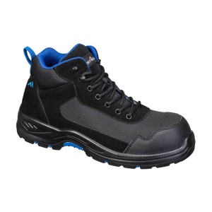 Bocanci de protectie Portwest FC22, S3L HRO SR FO, bombeu compozit, piele suede si plasa, negru/albastru, 39