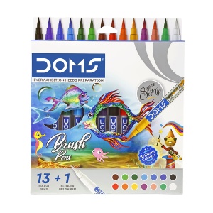 Carioci cu varf tip pensula DOMS, 14 culori (13+1)